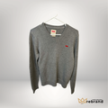 Levi’s Grey V-Neck Knit Sweater – Classic Logo Pullover | Size Small