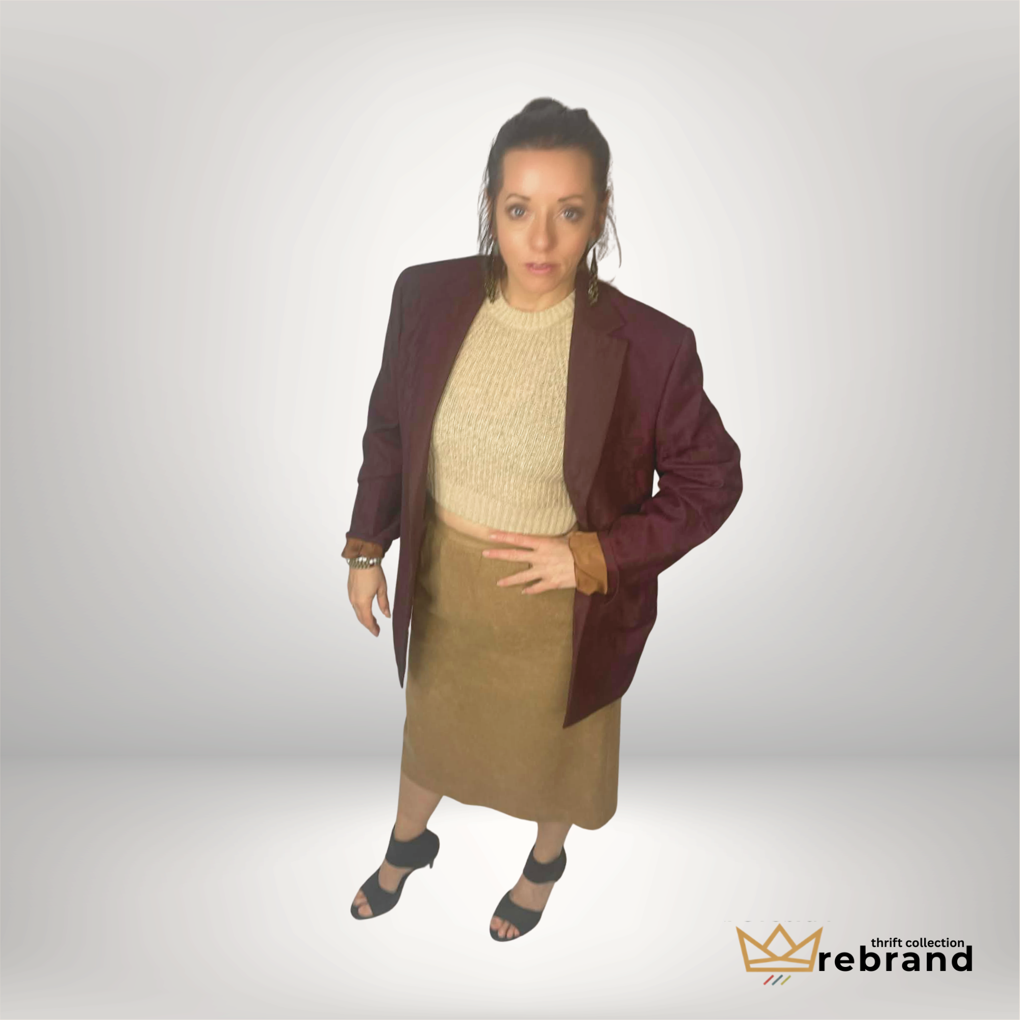 Vintage Burgundy Patterned Wool Blend Blazer – Lailibao Europe Style Size 52