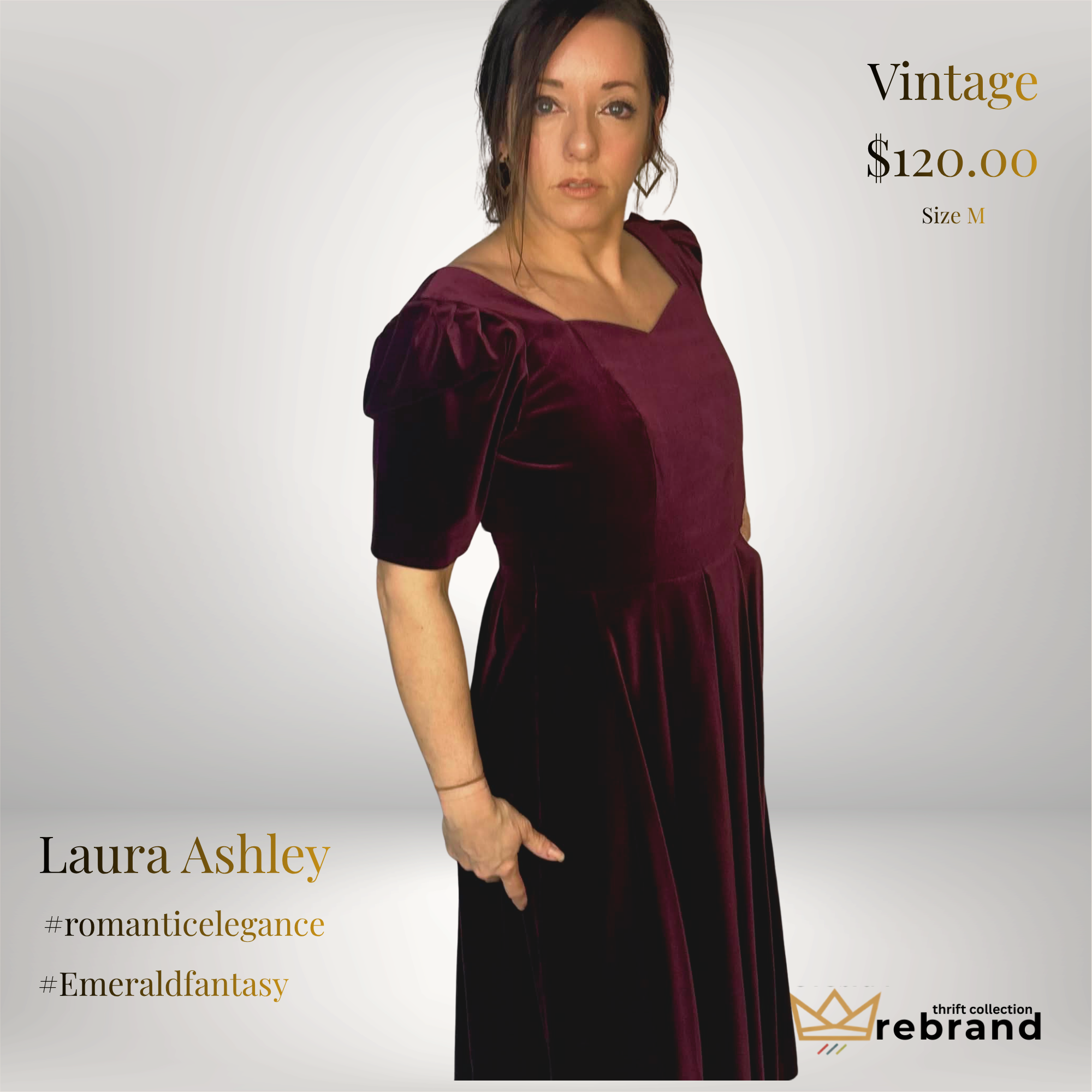 Vintage Burgundy Velvet Dress – Laura Ashley – Puff Sleeve Midi Dress – Romantic Evening Dress