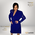 Vintage D.A Couture Cobalt Blue Statement Coat | 80s Beaded Power Shoulder Jacket