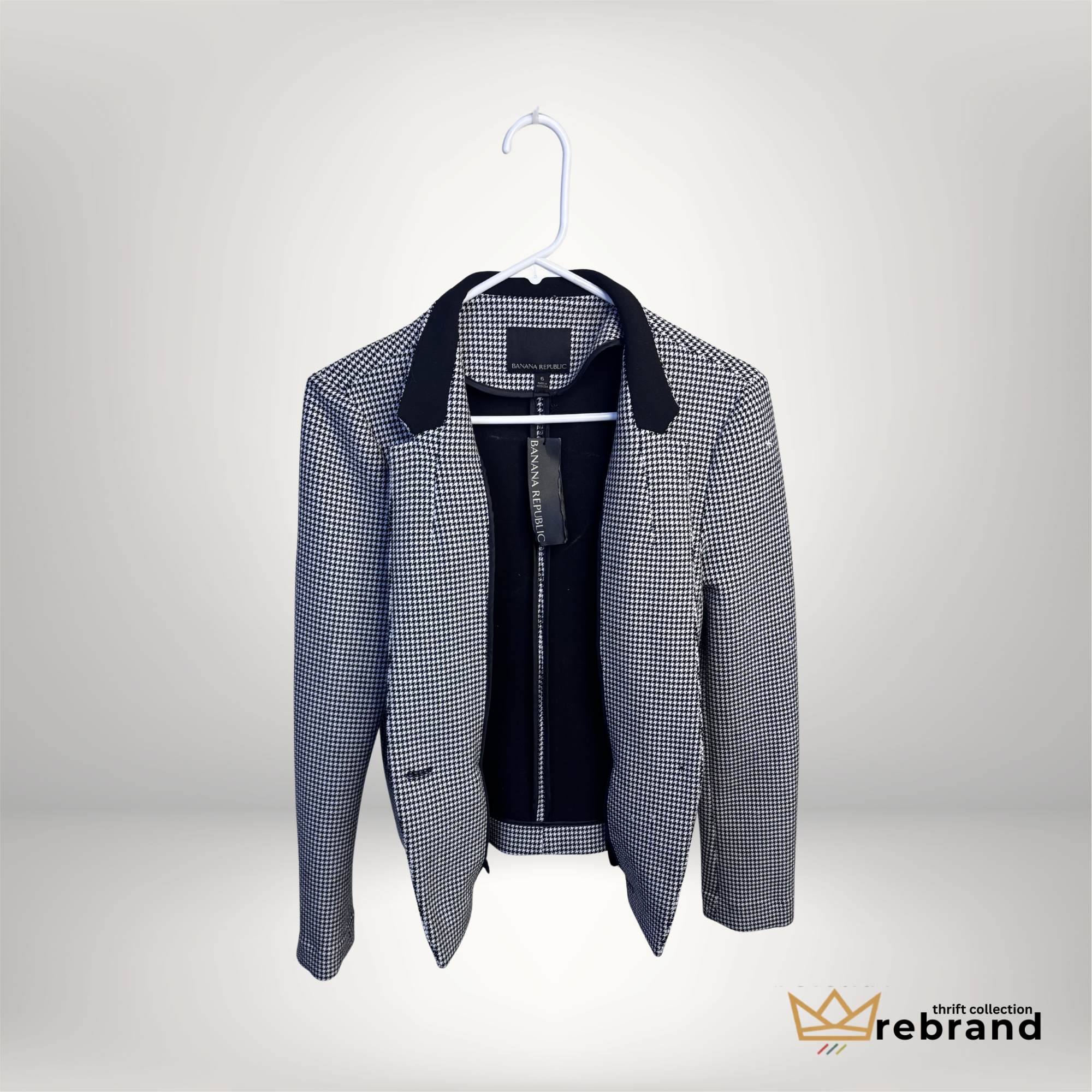 Blazer - Women's Black & White Checkered-Banana Republic - New with tags