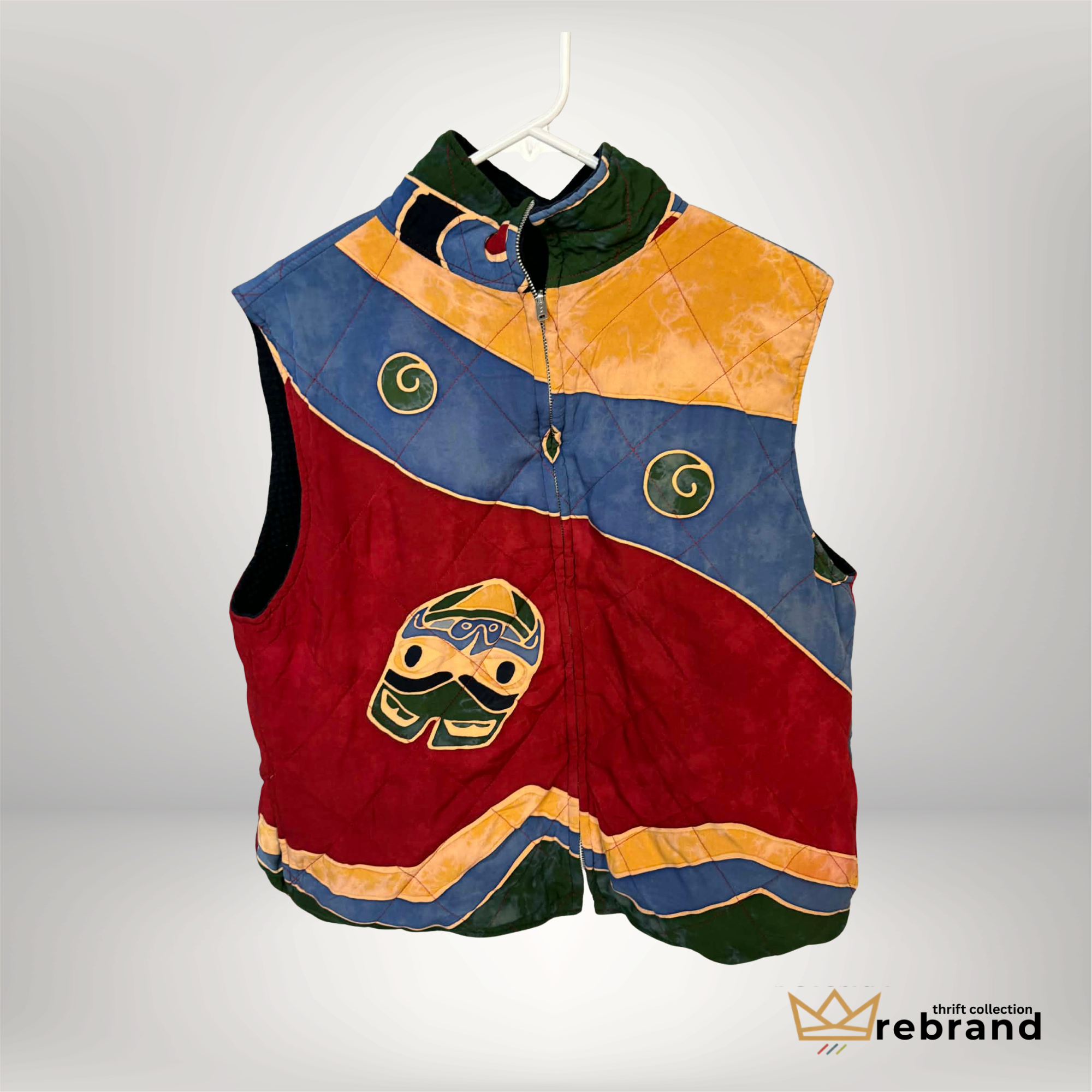 Vintage 1990s Liz Murray Quilted Appliqué Vest – Wearable Art Patchwork Jacket – Statement 90s Outerwear