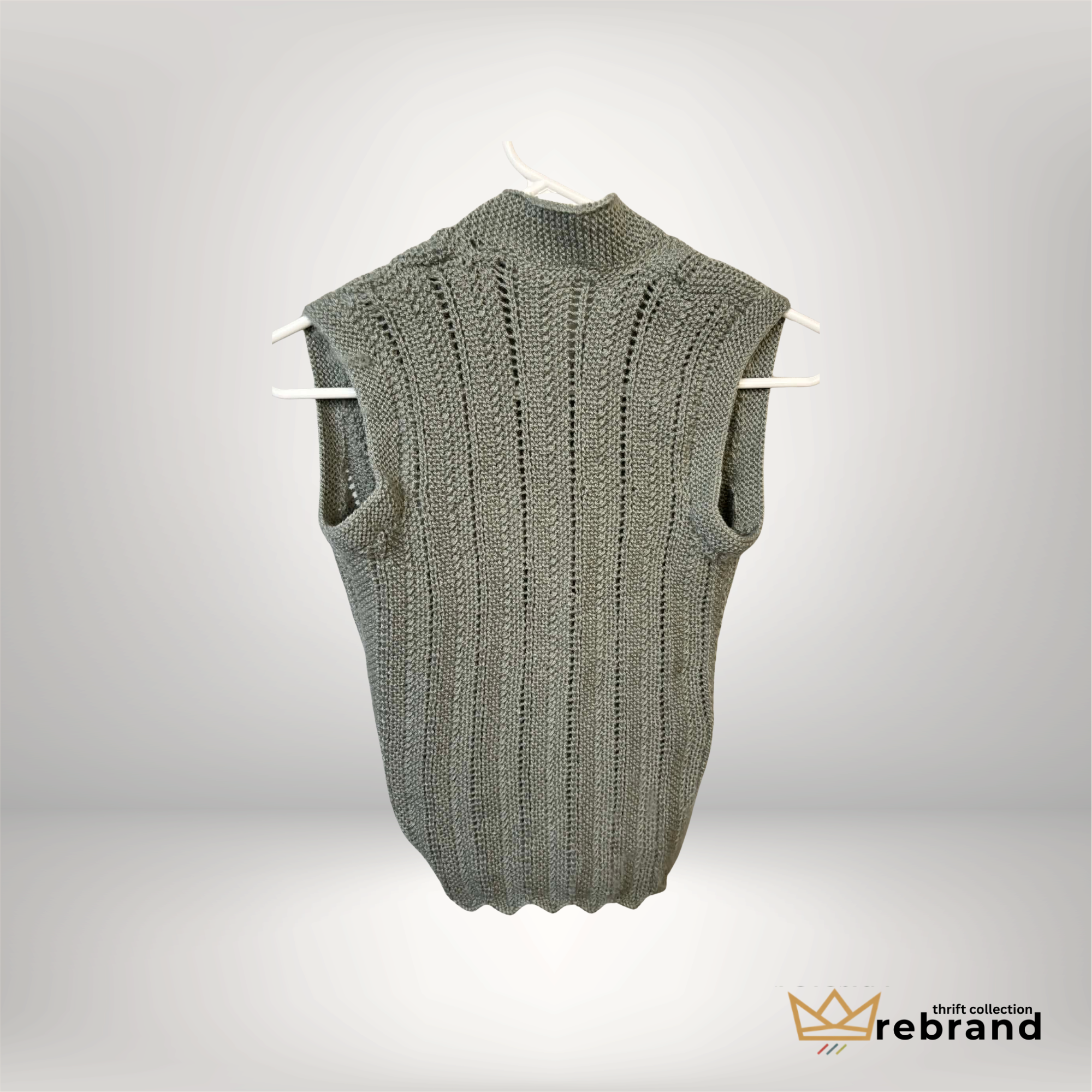 Grey Knit Sweater Vest – Textured Button Front Minimalist Top - Handmade