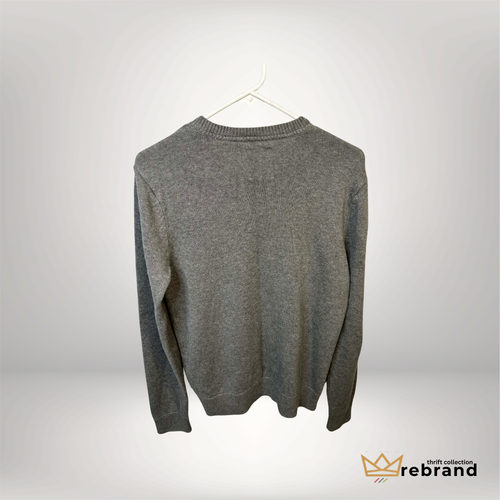 Levi’s Grey V-Neck Knit Sweater – Classic Logo Pullover | Size Small