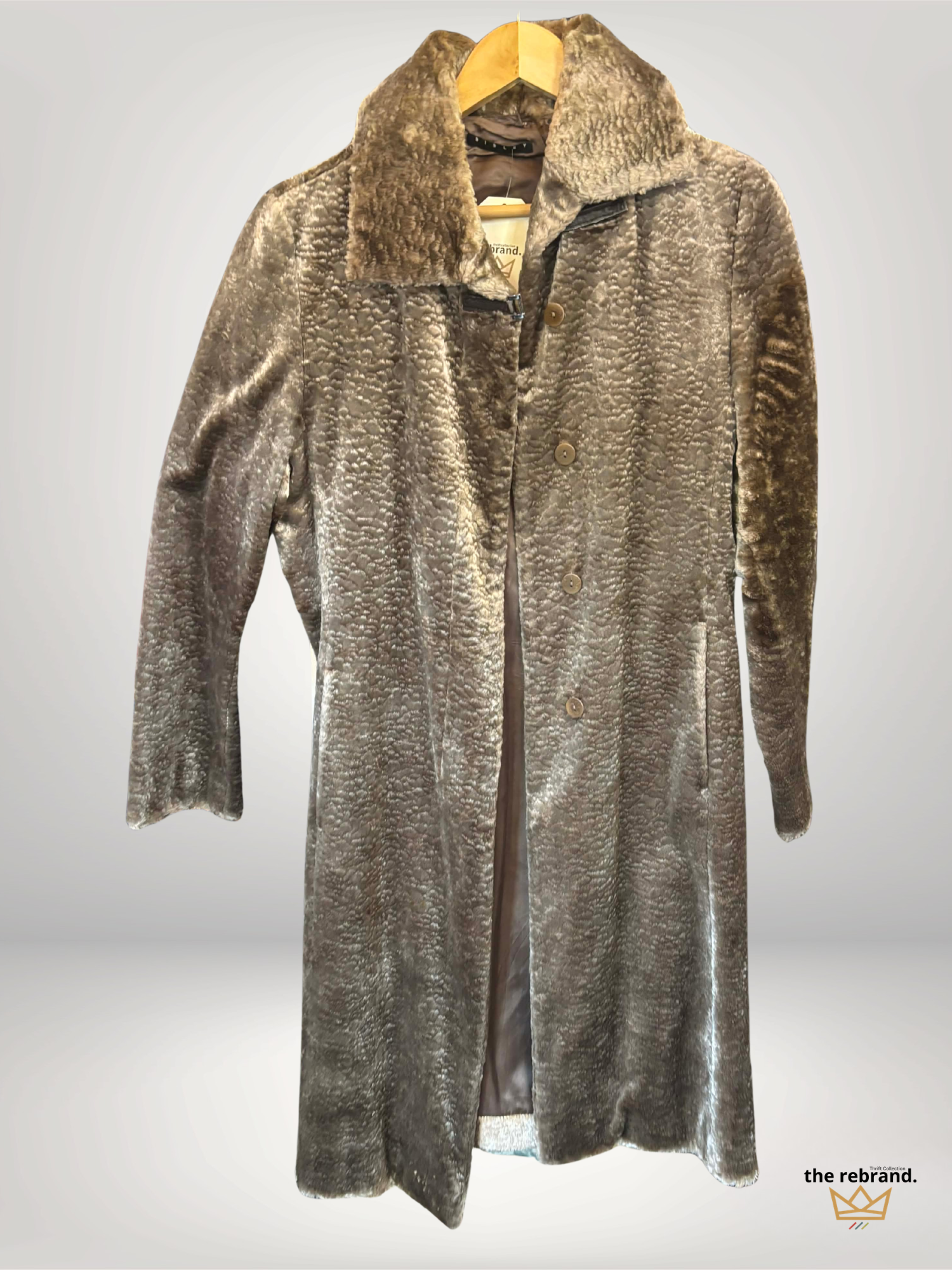 Vintage Sisley Faux Fur Velvet Coat Bronze Gold Size 42 / Medium