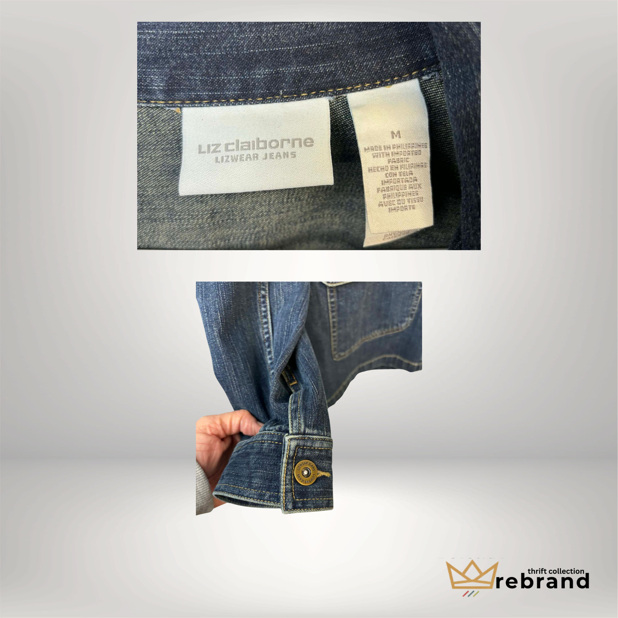 Vintage/Y2K Denim Jacket -Liz Claiborne - Blue - Size Med (1990-2000)