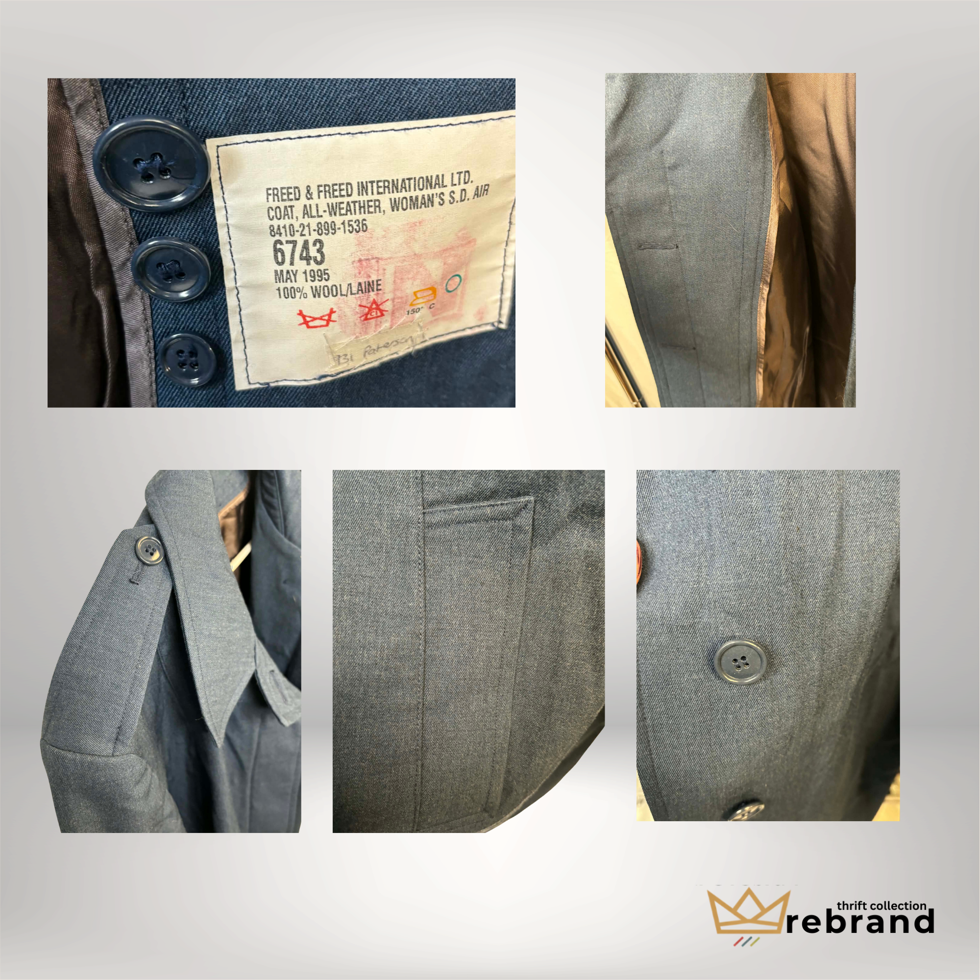 Vintage Wool All-Weather Coat- "Freed & Freed International" Size- Large/XL  (1995)