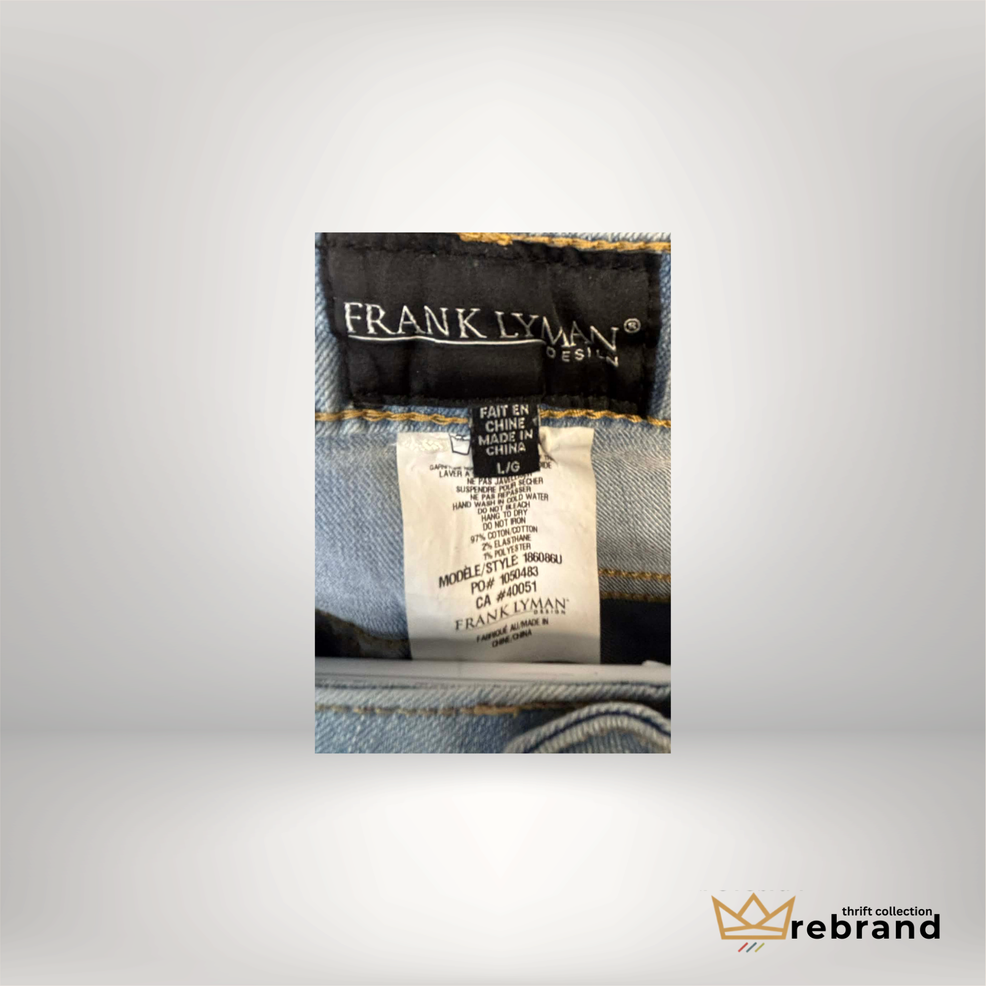 Gold Floral Jeans -"Frank Lyman" -Metallic Botanical Print Size- 34/L (2012-2016)