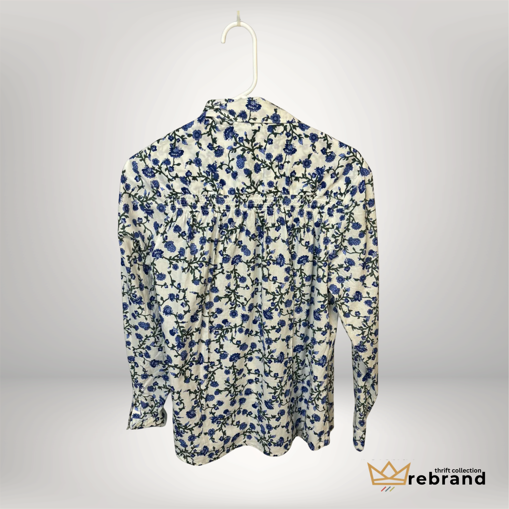 Jessica Blue Floral Button Down Blouse – Size 16