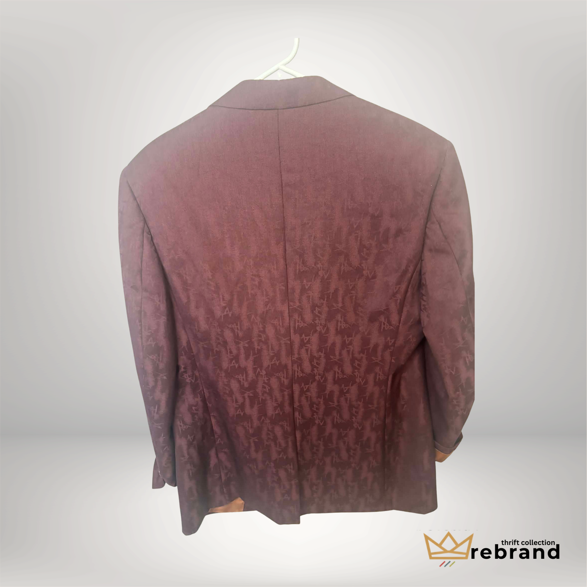 Vintage Burgundy Patterned Wool Blend Blazer – Lailibao Europe Style Size 52