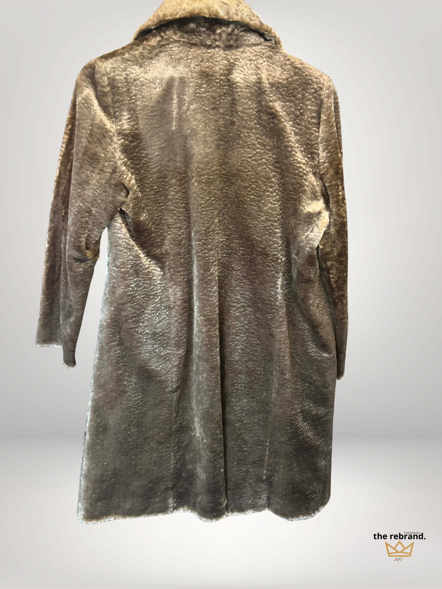Vintage Sisley Faux Fur Velvet Coat Bronze Gold Size 42 / Medium