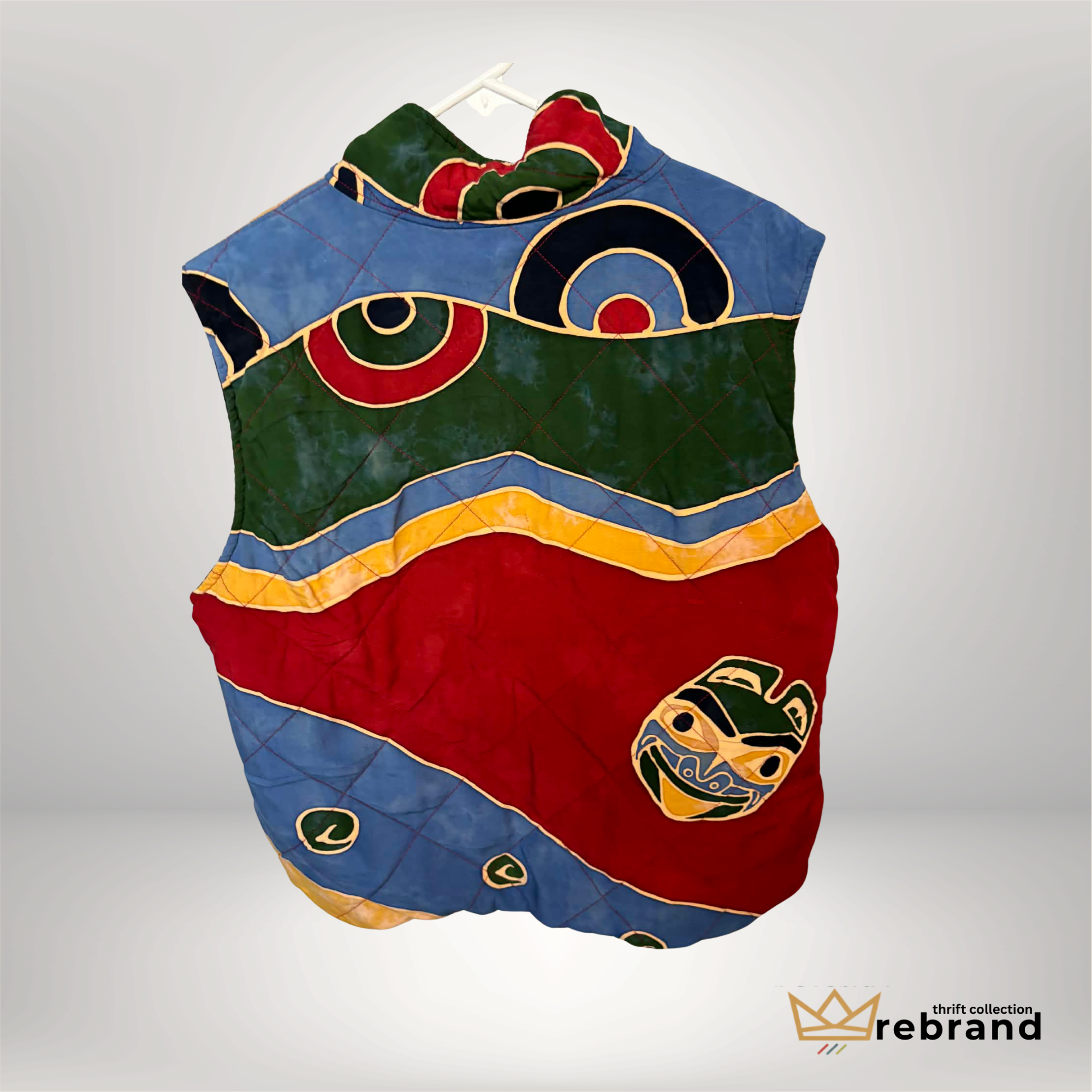 Vintage 1990s Liz Murray Quilted Appliqué Vest – Wearable Art Patchwork Jacket – Statement 90s Outerwear