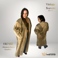 Vintage Old Mill Leather Western Coat Tan Oversized 90s Power Coat L XL