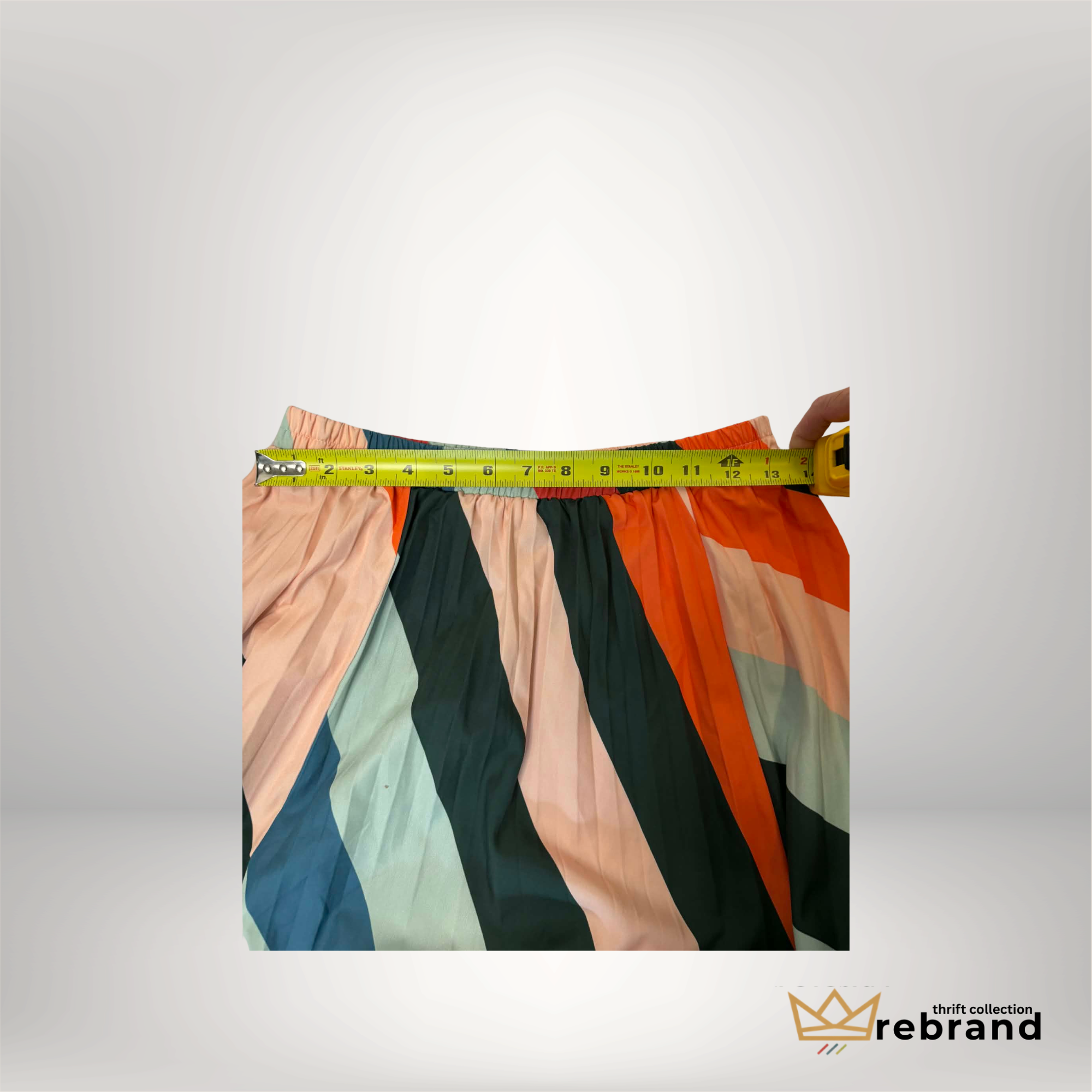 Abstract Stripe Midi Skirt – Elastic Waist Flowy Statement Skirt