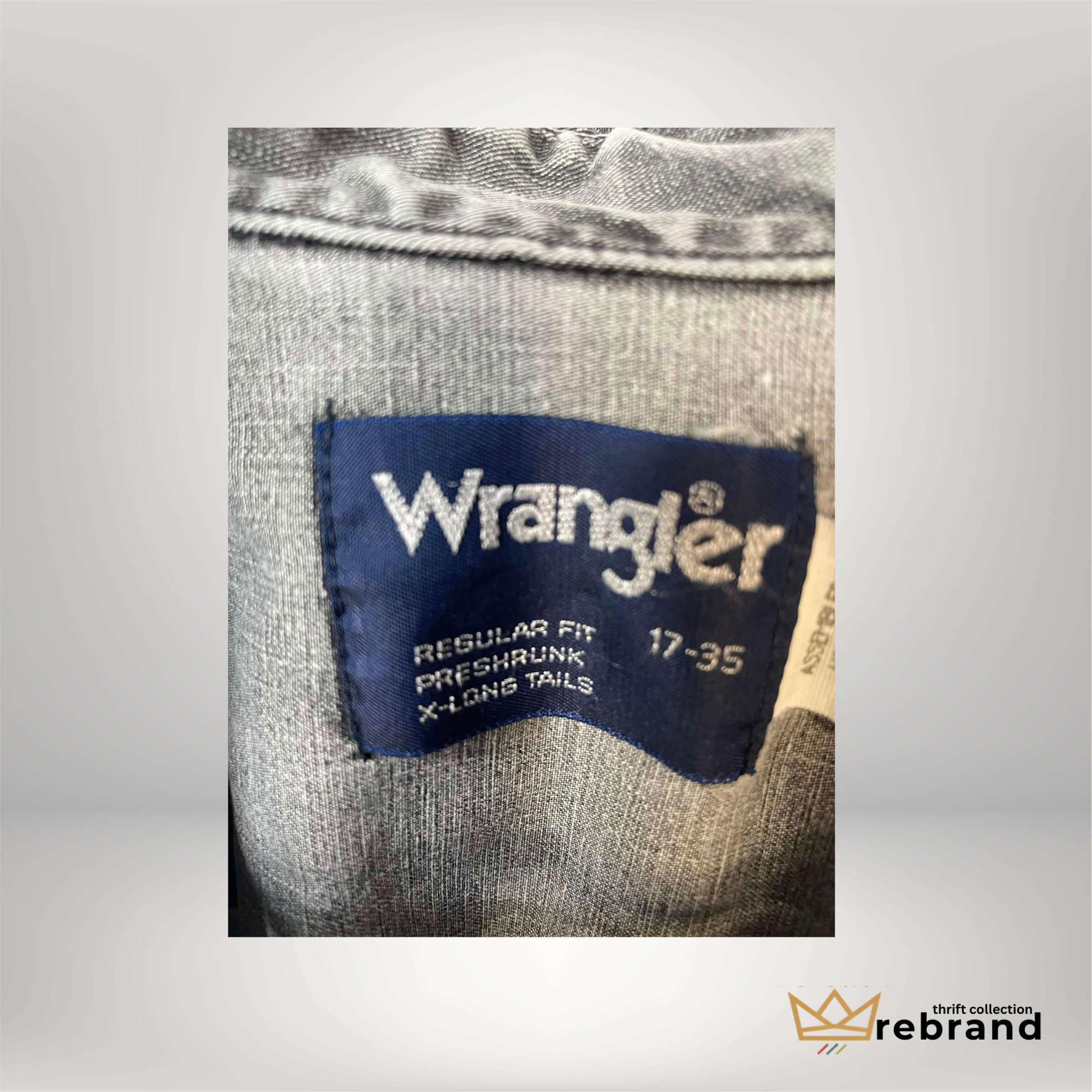 Y2K Denim Shirt Colour-Block— "Wrangler" - Grey //Teal/Purple- Size L (1998-2004)