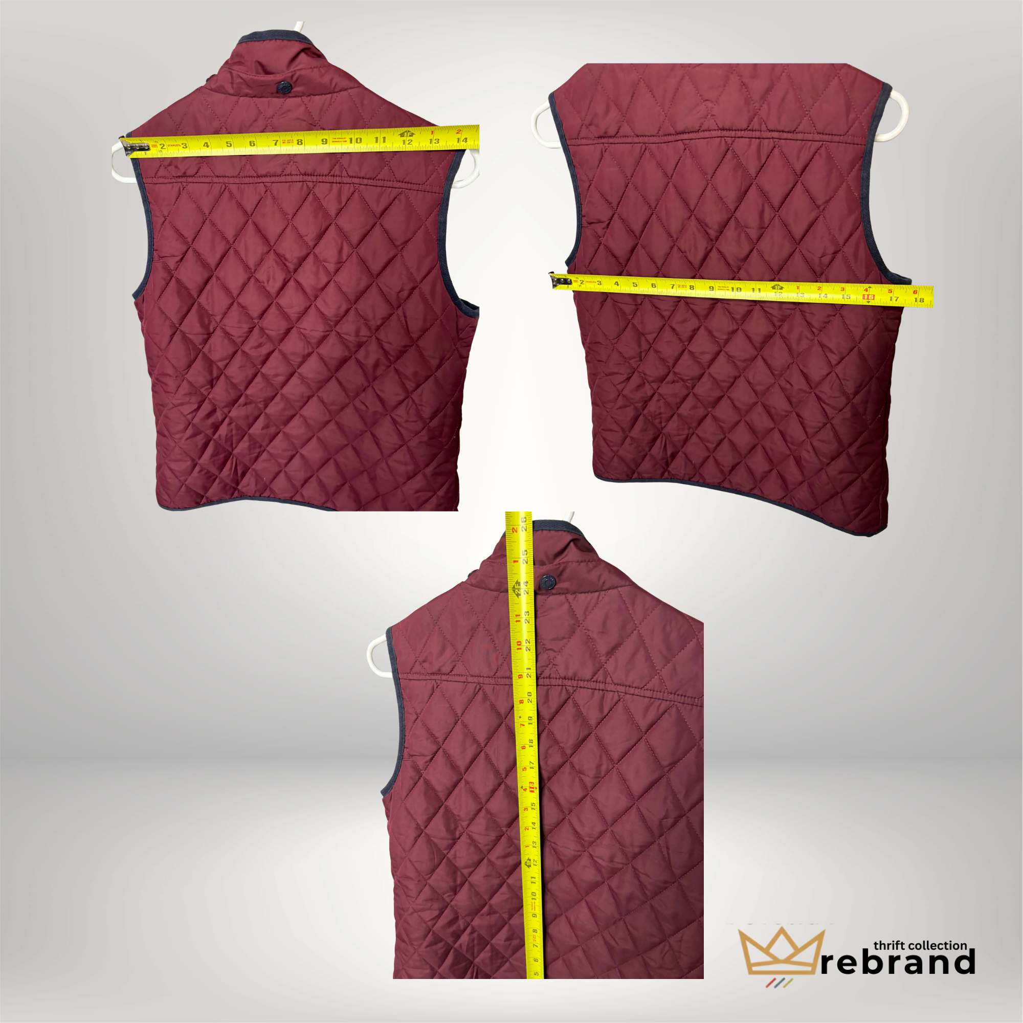 River Island Quilted Vest – Burgundy Heritage Utility Gilet