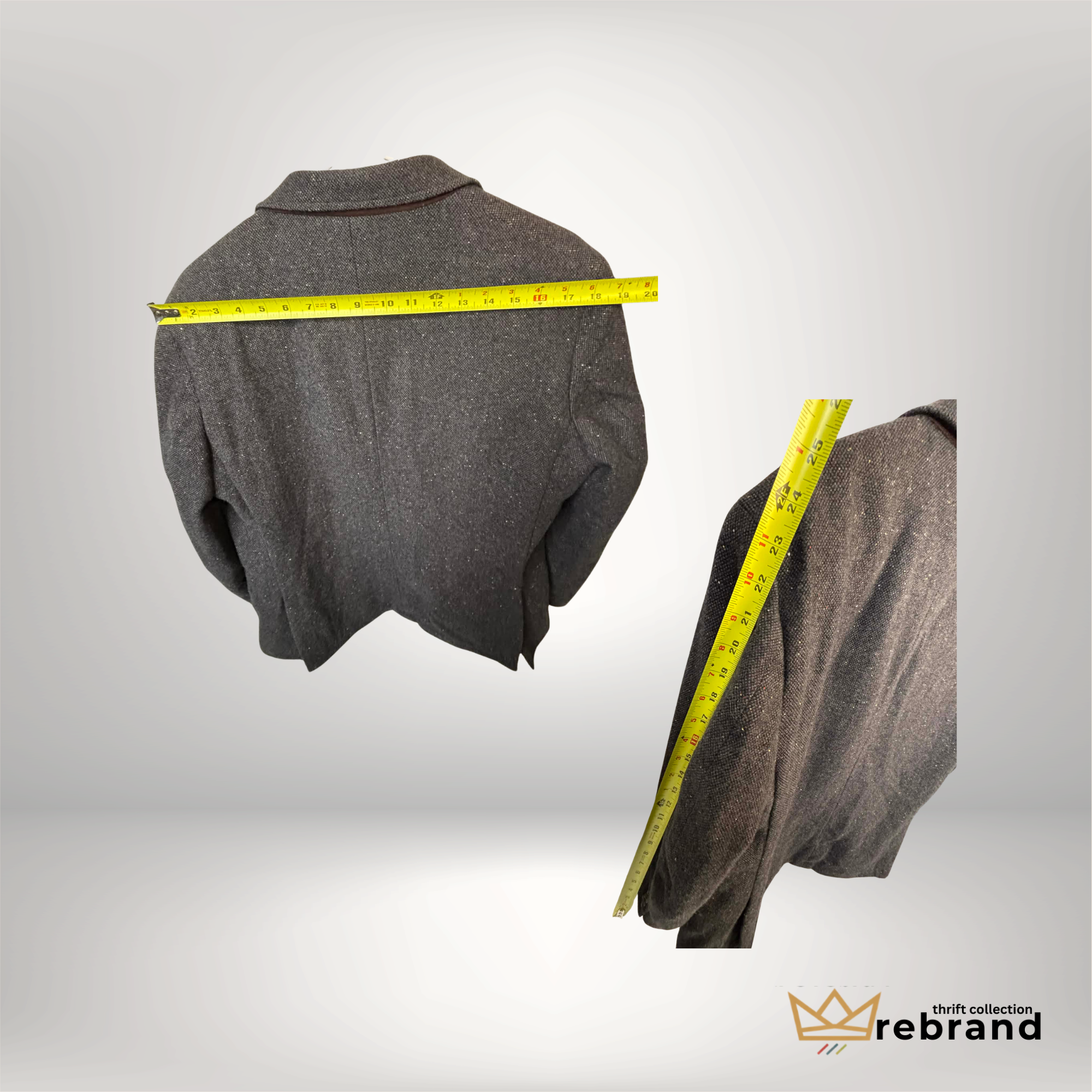 Tweed Blazer— "Black Brown"- Charcol Tweed- Size M (mens) (Mid 2000s)