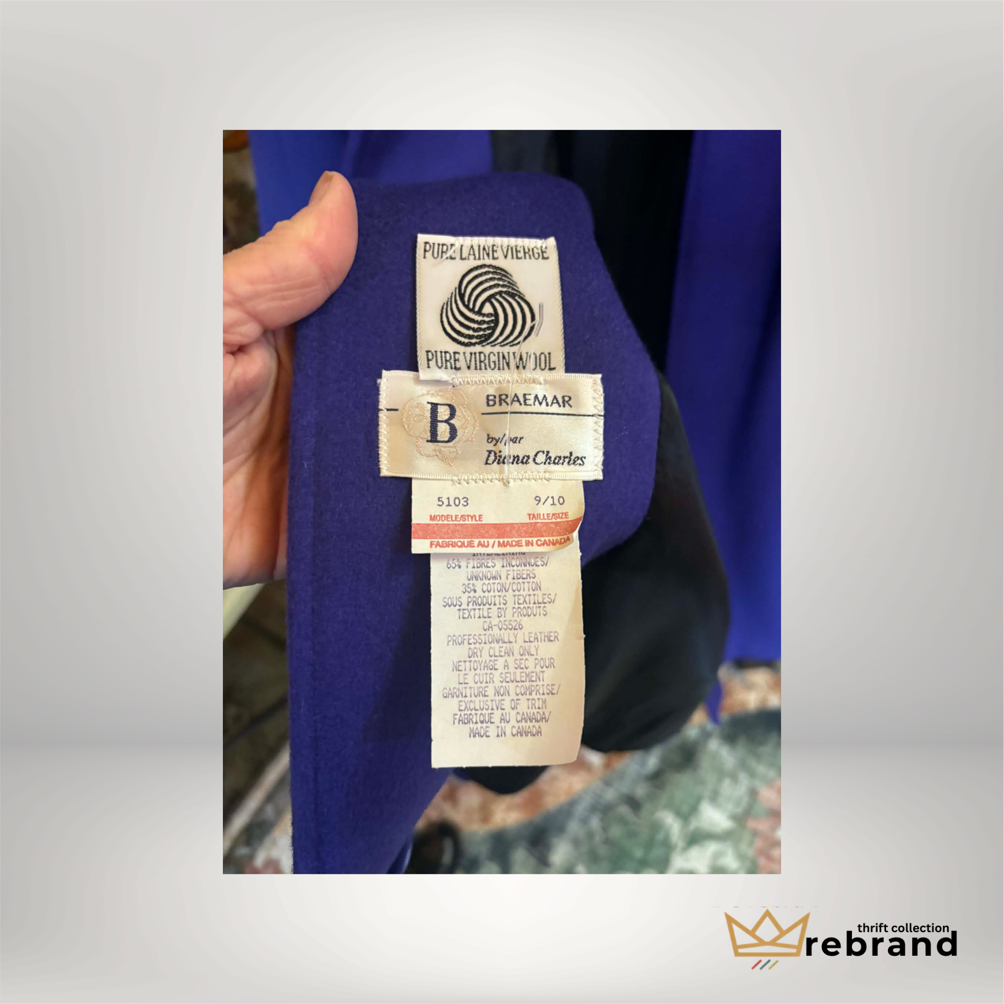 Vintage Braemar Diana Charles Purple Wool Coat | Leather Shoulder Detail | Made in Canada | Statement Outerwear