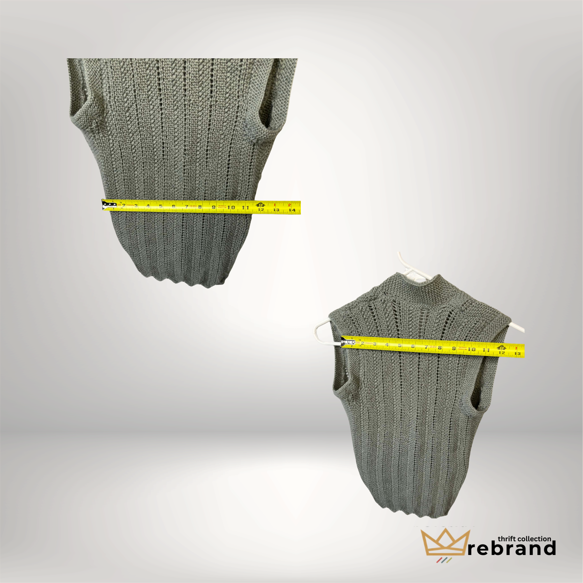 Grey Knit Sweater Vest – Textured Button Front Minimalist Top - Handmade