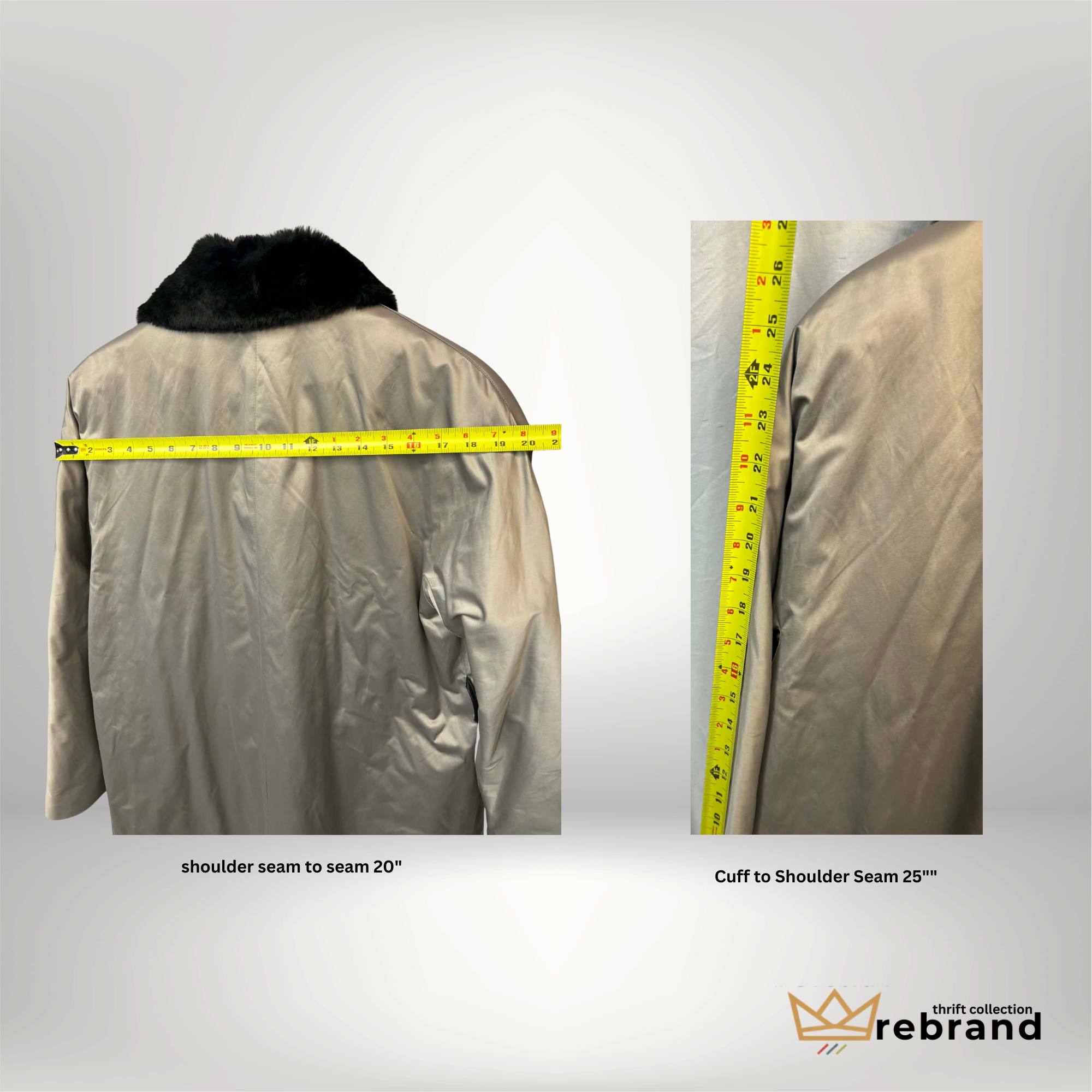 Y2K/ Early Vintage Long Coat with Faux Fur Collar- Chrome - "Bill Blass Signature" Size- med/Large (1990-2000)