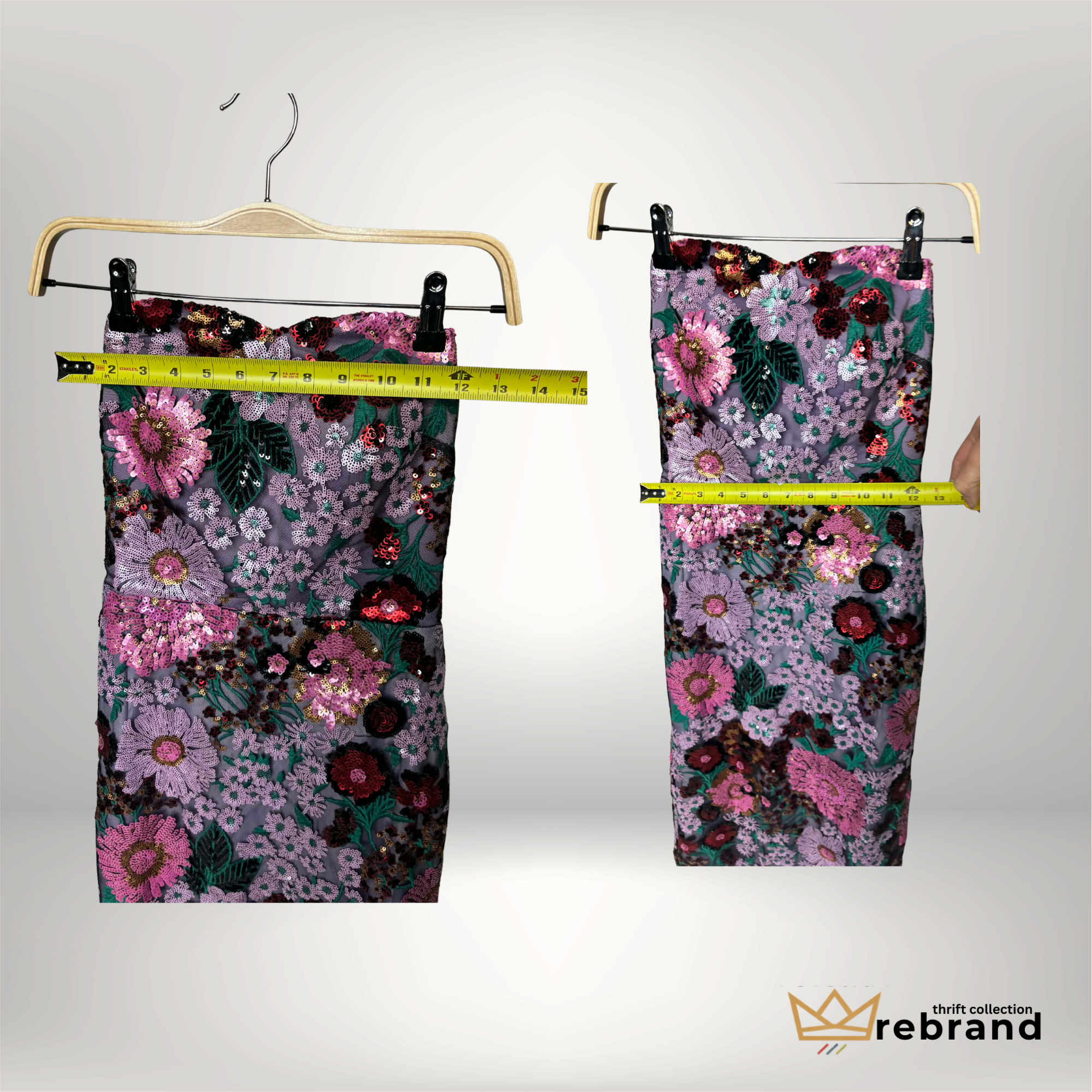 NWT CATCHAL Strapless Sequin Floral Maxi Dress – Statement Evening Gown