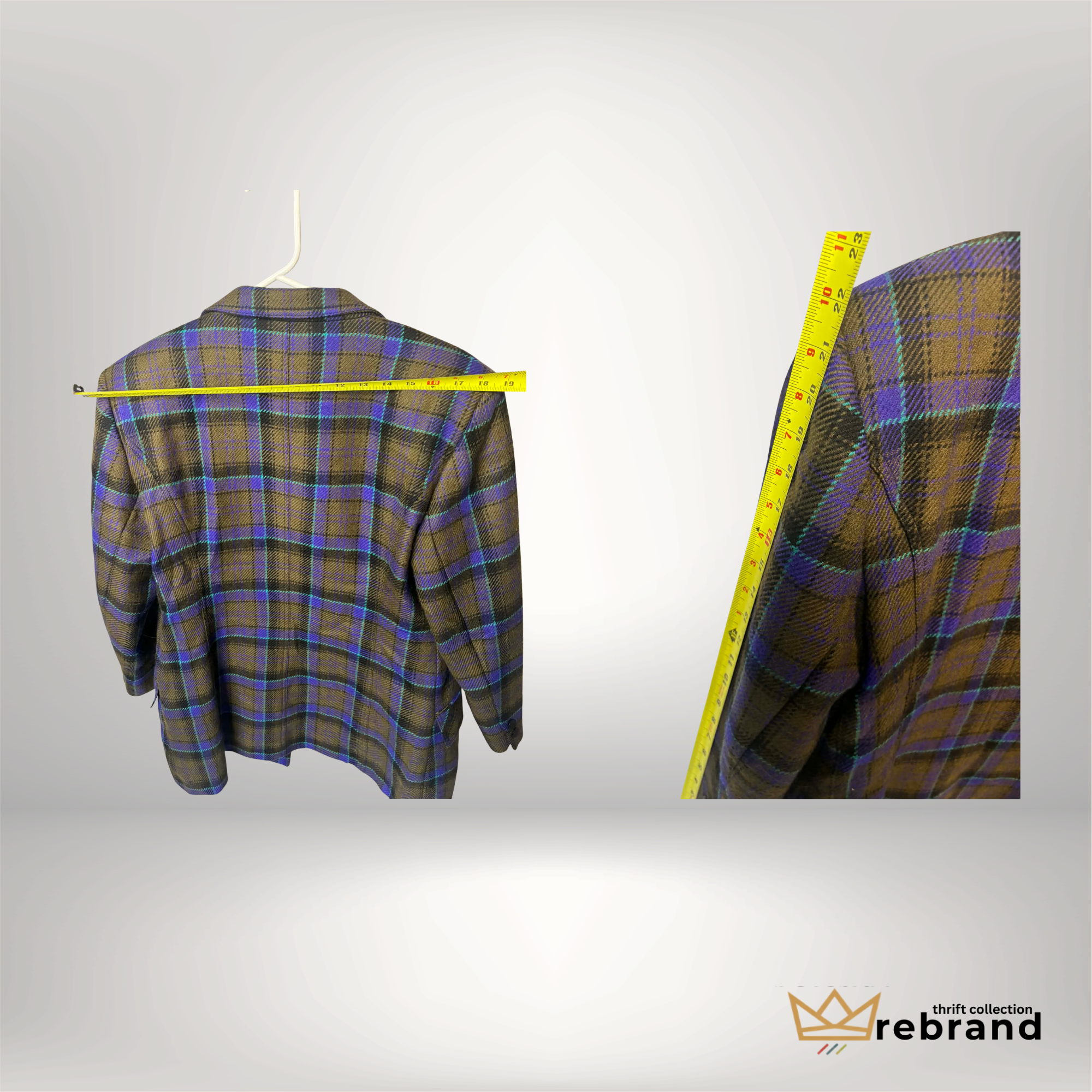 Vintage Wool Plaid Suit Set -"Rodier " -31 size Med (1980-1990)