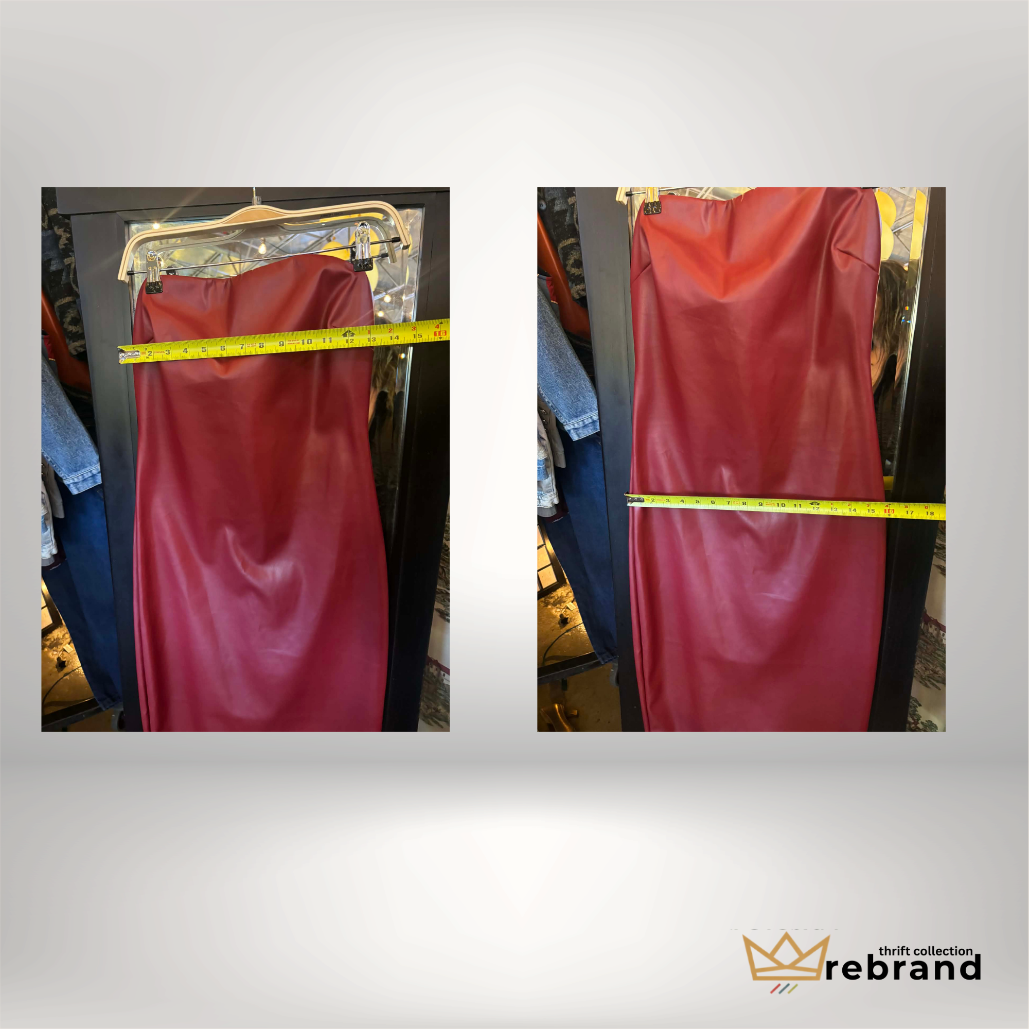 Forever 21 Red Pleather Strapless Bodycon Dress — Size Medium