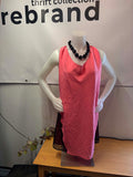 Central Park West Pink Shift Dress with Black Lace Panels - small oversized Slip
