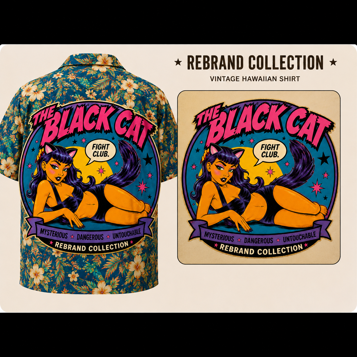 THE BLACK CAT - Rebrand Collection Archetype Shirt | One of One Vintage Hawaiian Patch Shirt