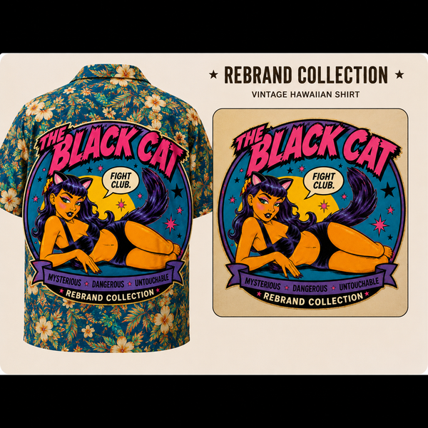 THE BLACK CAT - Rebrand Collection Archetype Shirt | One of One Vintage Hawaiian Patch Shirt