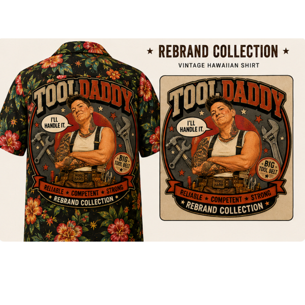 THE TOOL DADDY- Rebrand Collection Archetype Shirt | One of One Vintage Hawaiian Patch Shirt